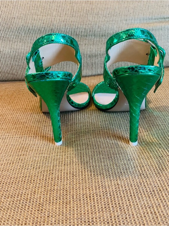 THE ATTICO Mariah Metallic Green Python Embossed Leather Sandals Size 35 / US 5 main image 5